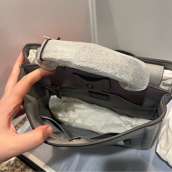NWT Auth Furla Gray Logo Small Reale Leather Satchel Shoulder Bag Purse Ret $548 - Picture 9 of 16